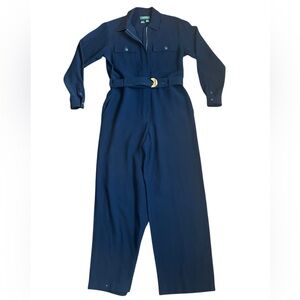 Lauren Ralph Lauren Zippered Navy Blue Jumpsuit Coveralls Sz 4 VTG